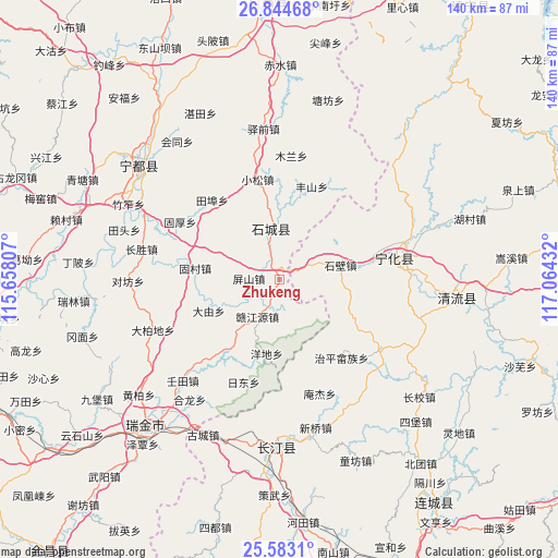 Zhukeng on map