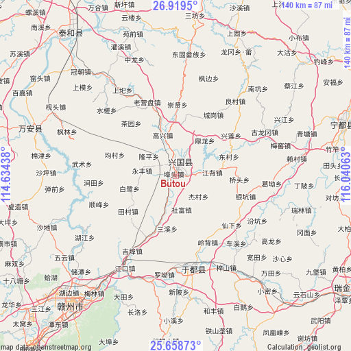 Butou on map