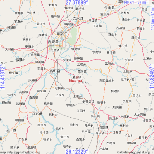 Guanxi on map