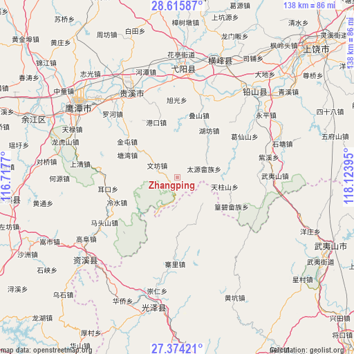 Zhangping on map