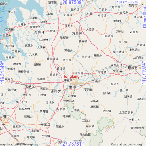 Hongtang on map