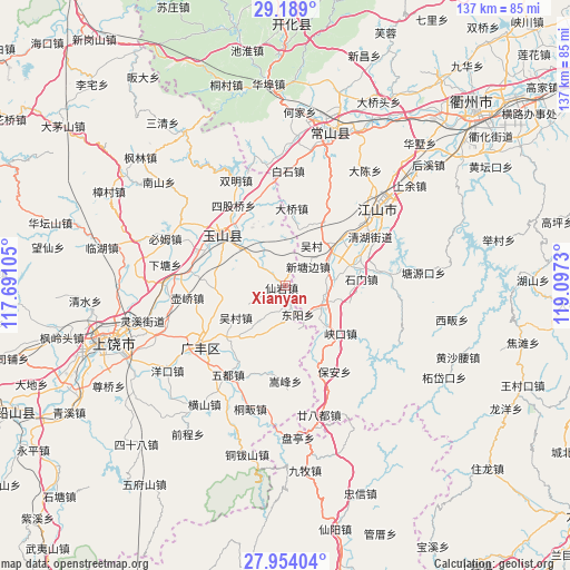 Xianyan on map