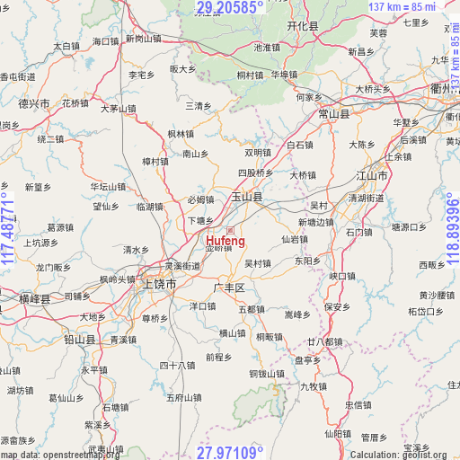 Hufeng on map