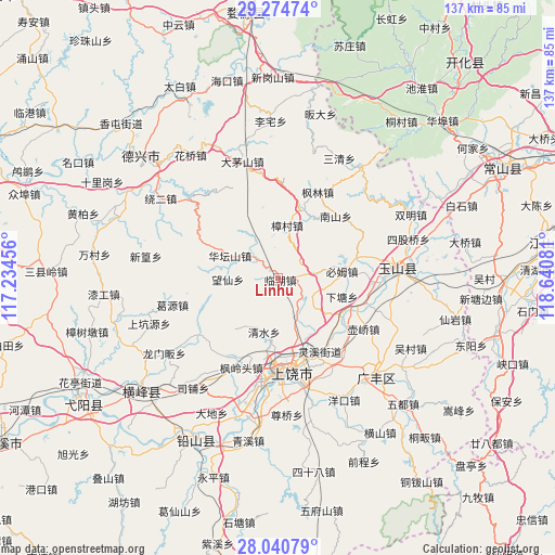 Linhu on map