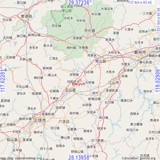 Baiyun on map