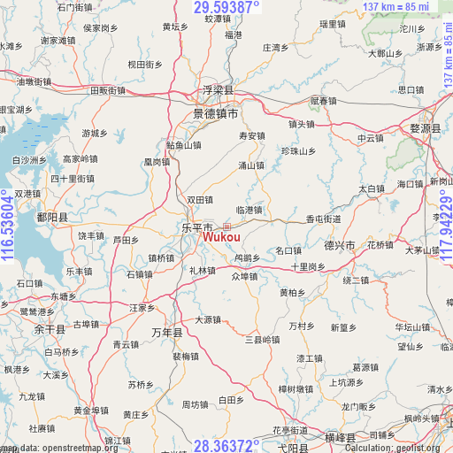 Wukou on map