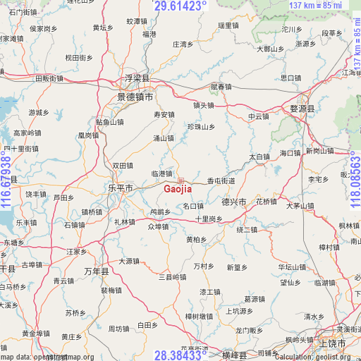 Gaojia on map