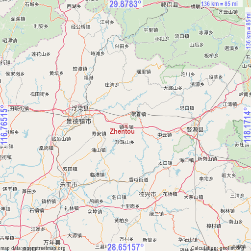 Zhentou on map