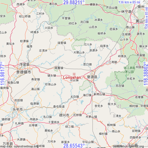 Longshan on map