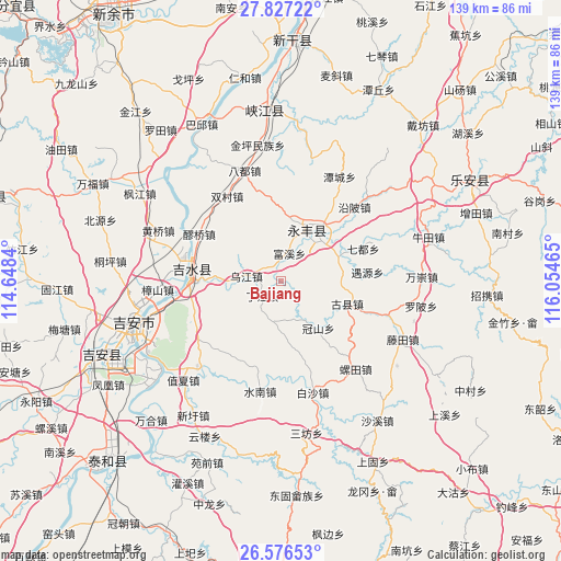 Bajiang on map