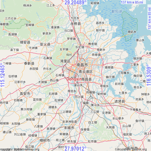 Dongxin on map