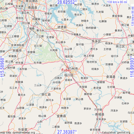 Fubei on map