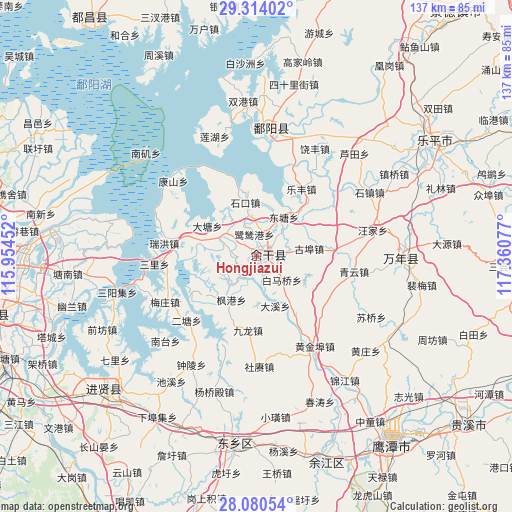 Hongjiazui on map