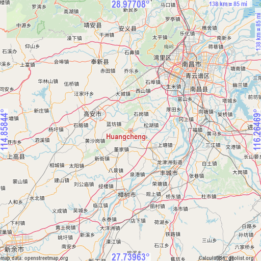 Huangcheng on map