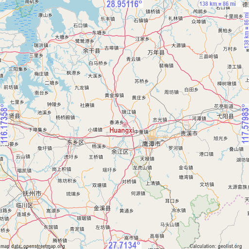 Huangxi on map