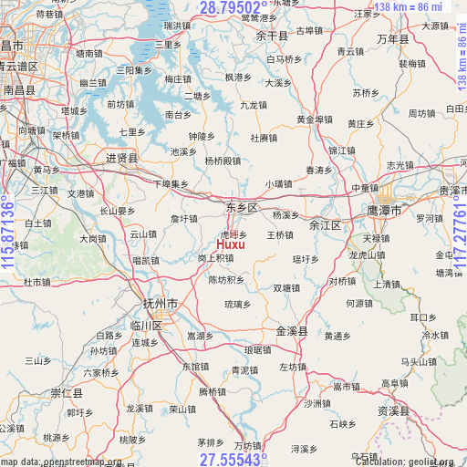 Huxu on map