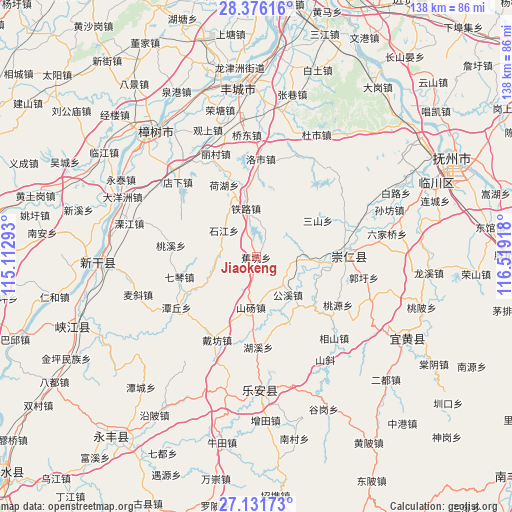 Jiaokeng on map