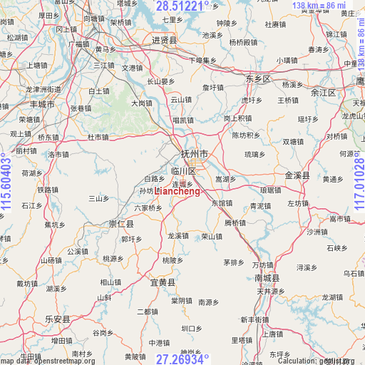 Liancheng on map