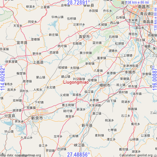 Liugongmiao on map