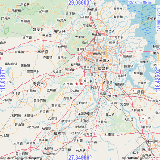 Liuhu on map