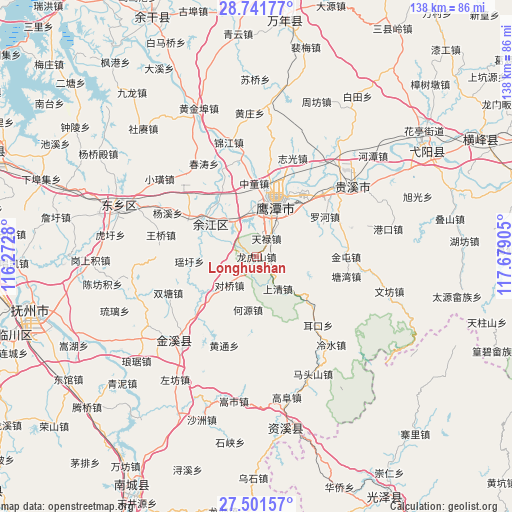 Longhushan on map