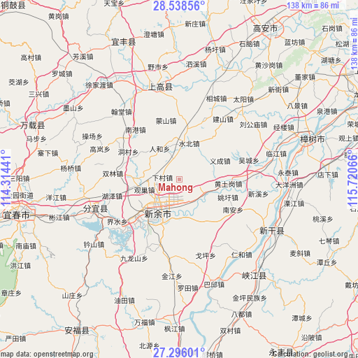 Mahong on map