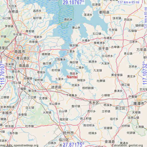 Nantai on map