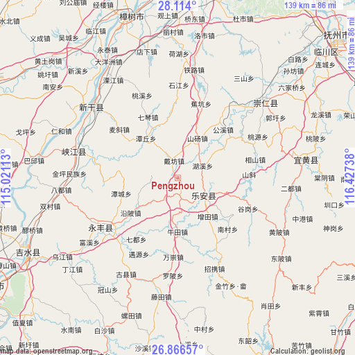 Pengzhou on map