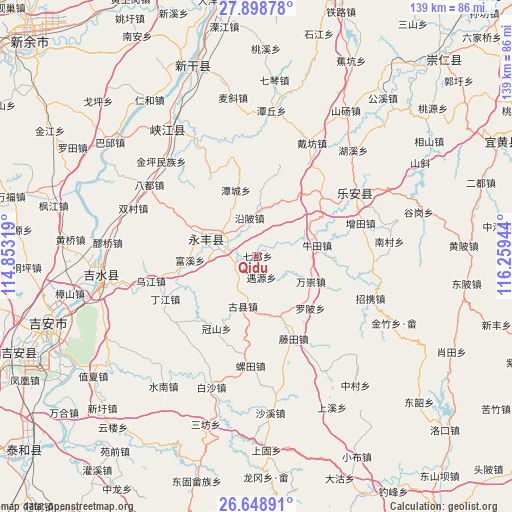 Qidu on map