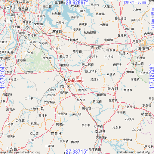 Qiligang on map