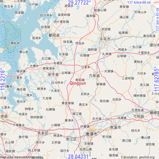 Qingyun on map