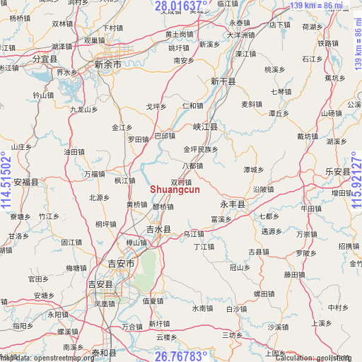 Shuangcun on map