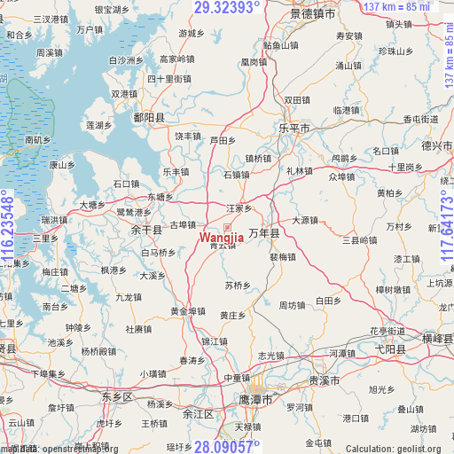 Wangjia on map