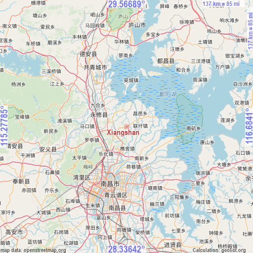 Xiangshan on map