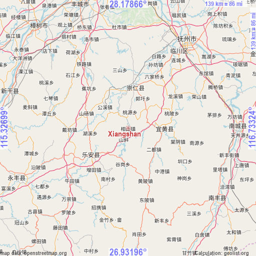 Xiangshan on map