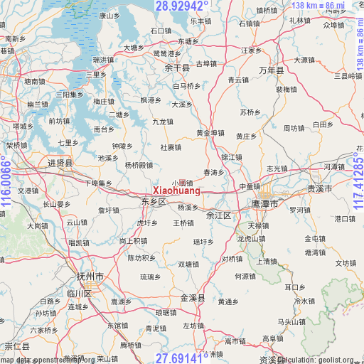 Xiaohuang on map