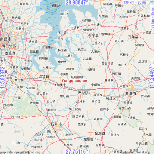 Yangqiaodian on map