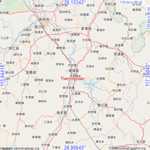 Tianjingyuan on map