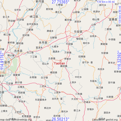 Yaotian on map