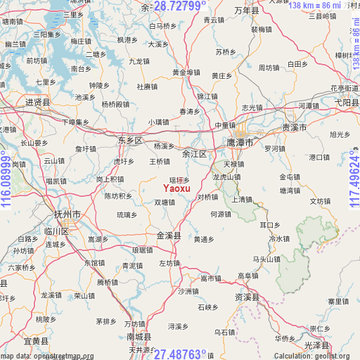 Yaoxu on map