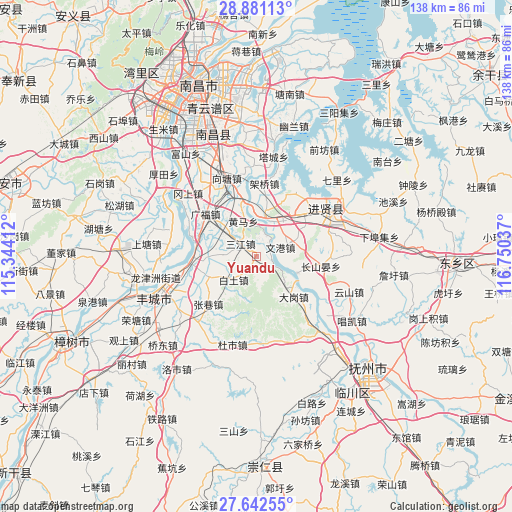 Yuandu on map