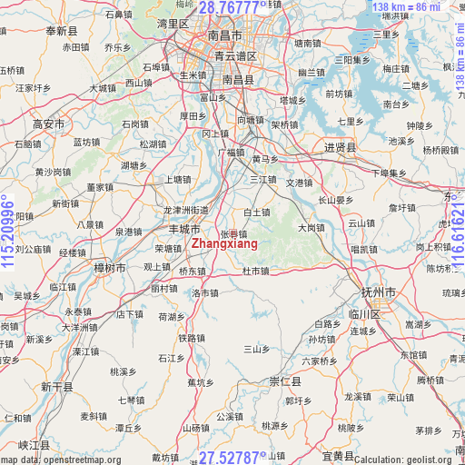 Zhangxiang on map