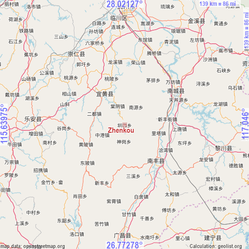 Zhenkou on map