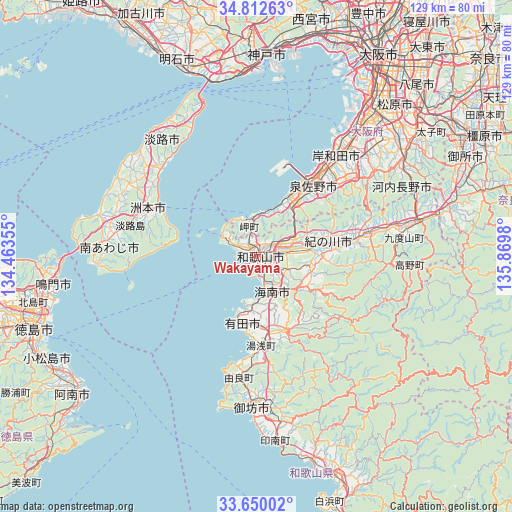 Wakayama on map