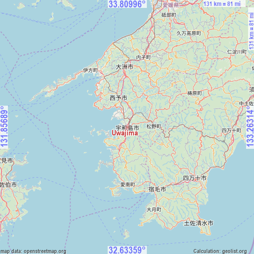 Uwajima on map