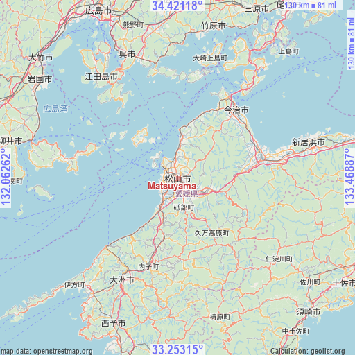 Matsuyama on map