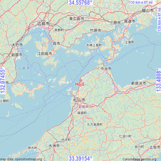 Hōjō on map