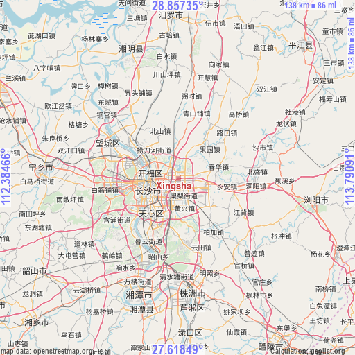 Xingsha on map