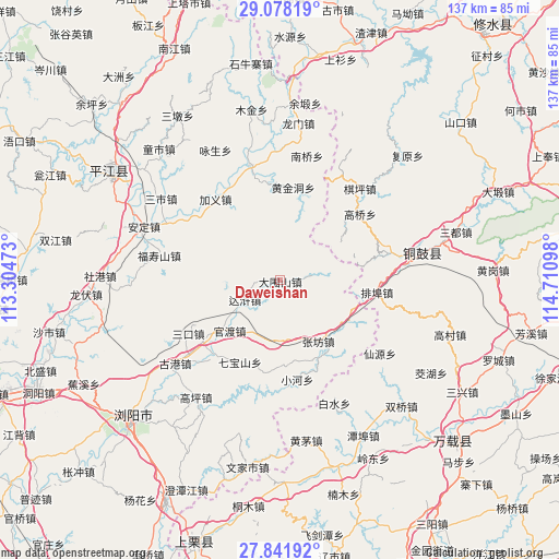 Daweishan on map