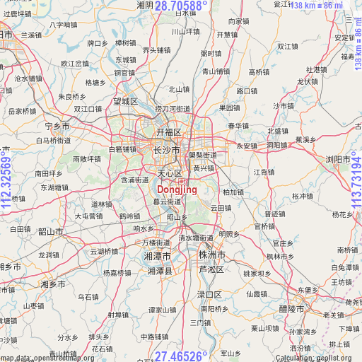 Dongjing on map